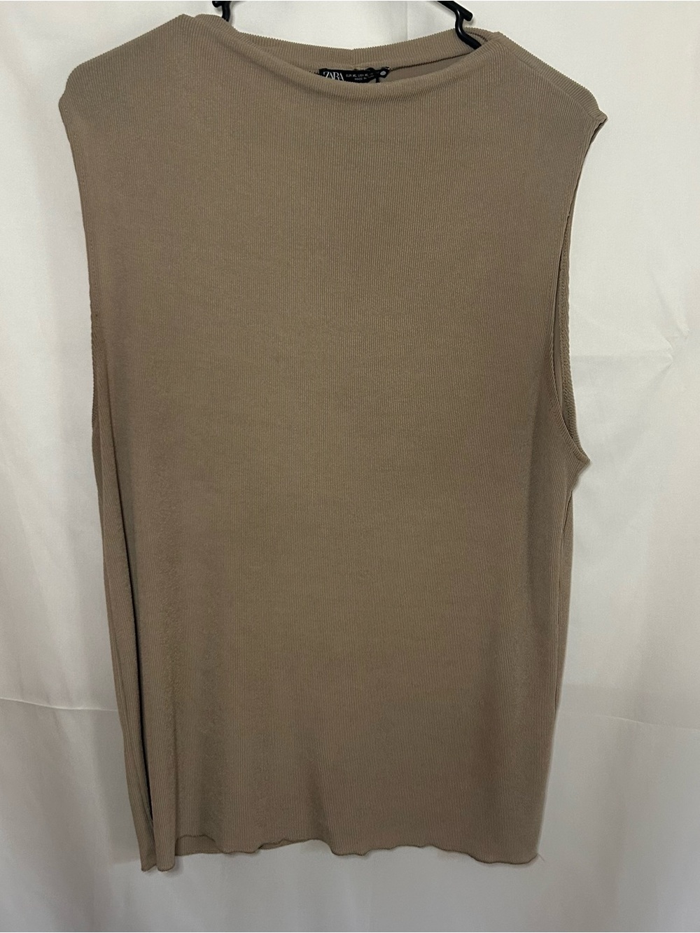 Zara Sleeveless Ribbed Tank Top - Taupe XL